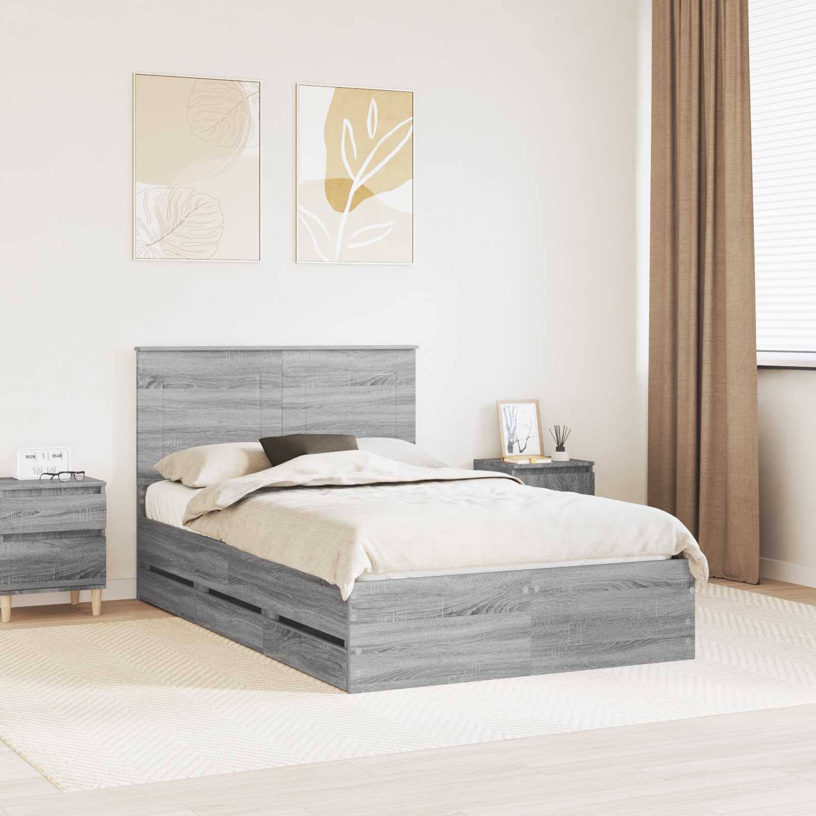 Bedframe met lade Grijs Sonoma 120 x 190 cm Ingenieurshout