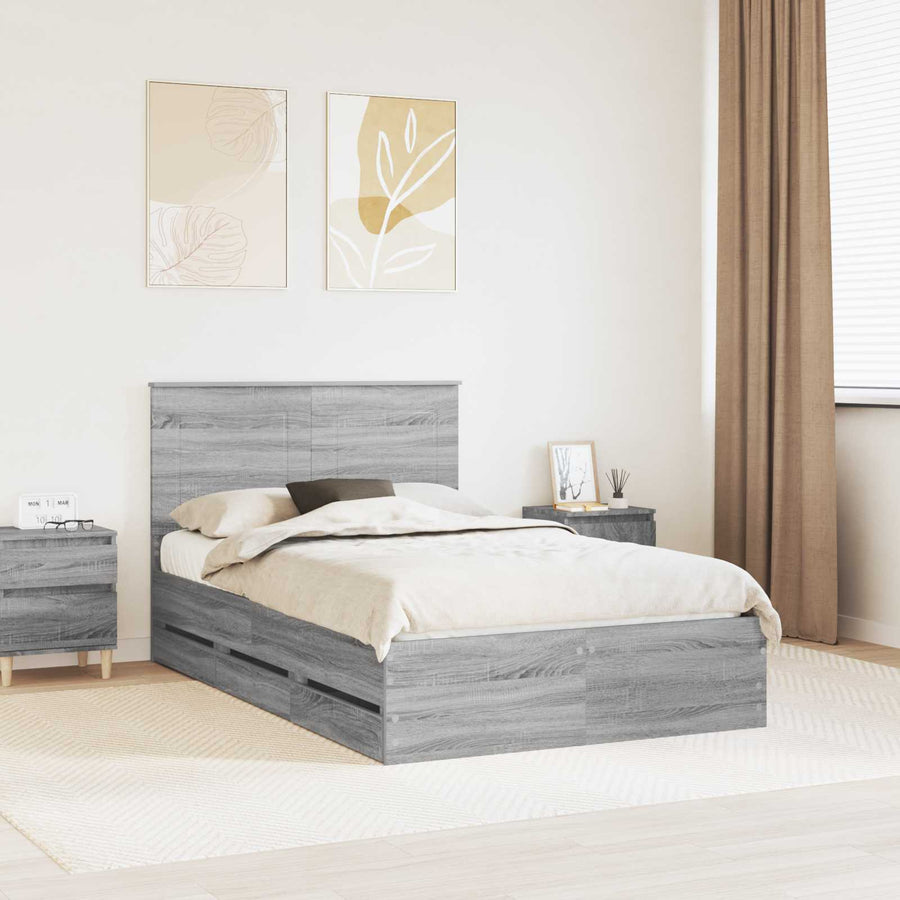 Bedframe met lade Grijs Sonoma 120 x 190 cm Ingenieurshout