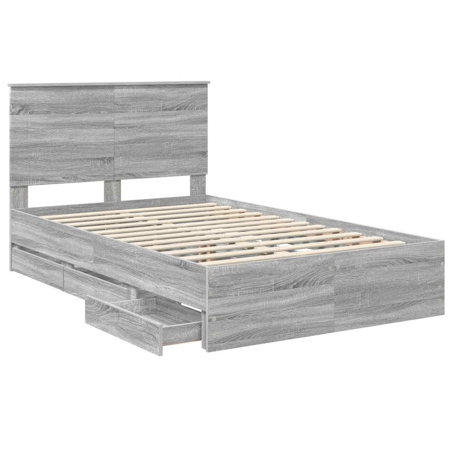 Bedframe met lade Grijs Sonoma 120 x 190 cm Ingenieurshout