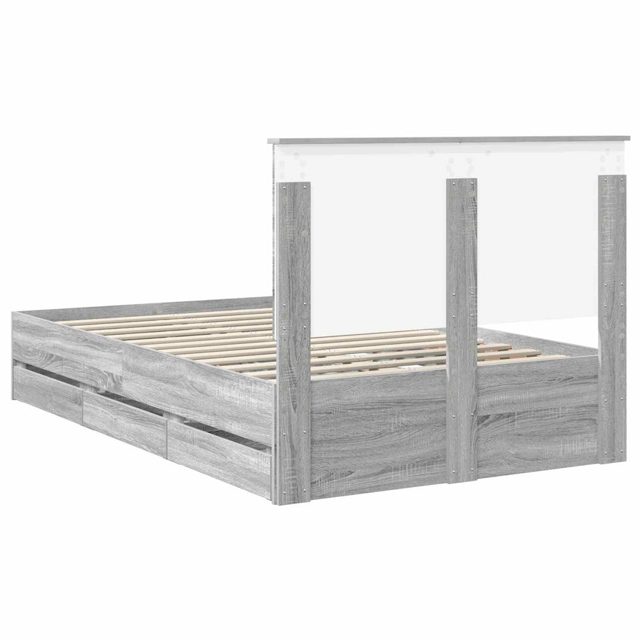 Bedframe met lade Grijs Sonoma 120 x 190 cm Ingenieurshout