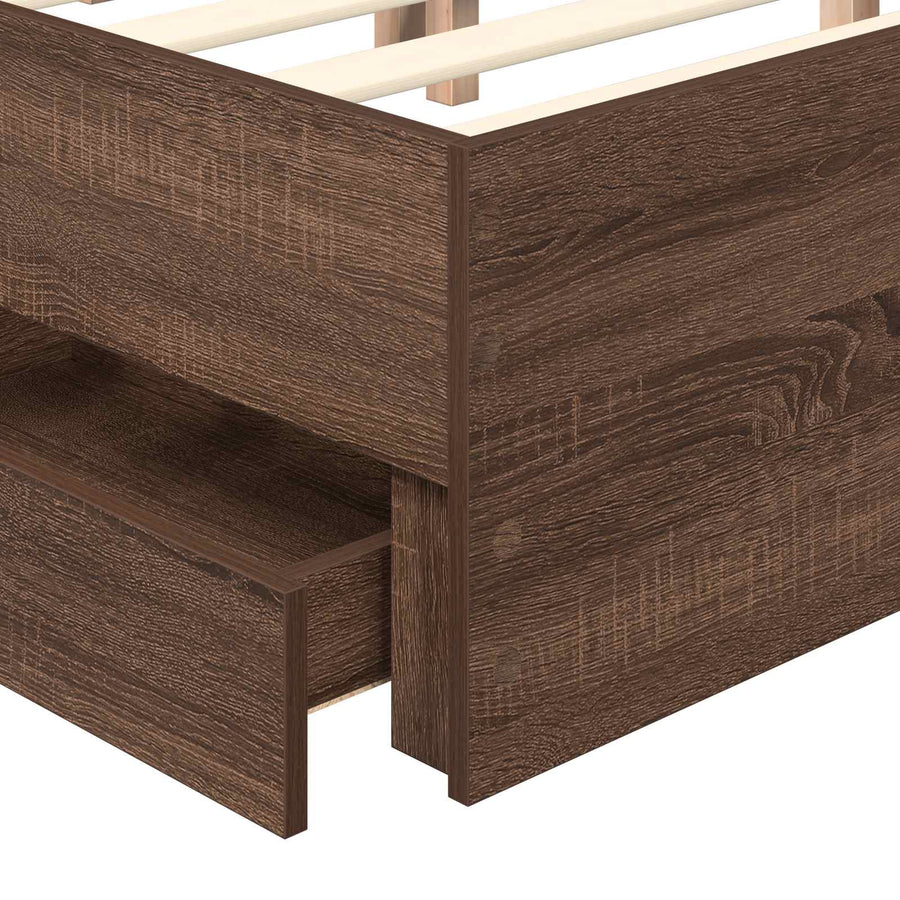 Bedframe met lade Bruin Eiken 120 x 190 cm Ingenieurshout