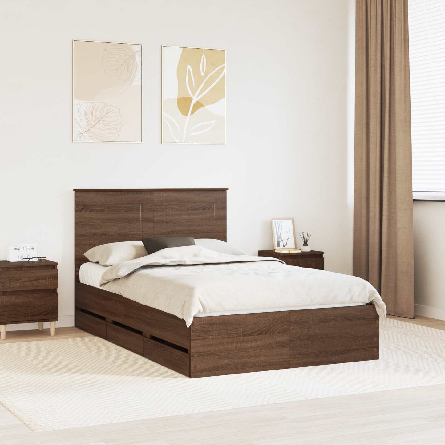 Bedframe met lade Bruin Eiken 120 x 190 cm Ingenieurshout