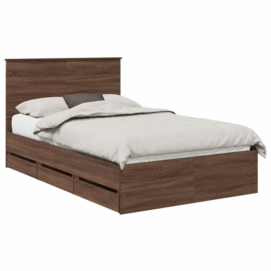 Bedframe met lade Bruin Eiken 120 x 190 cm Ingenieurshout