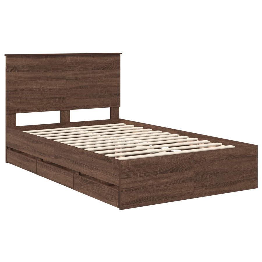 Bedframe met lade Bruin Eiken 120 x 190 cm Ingenieurshout