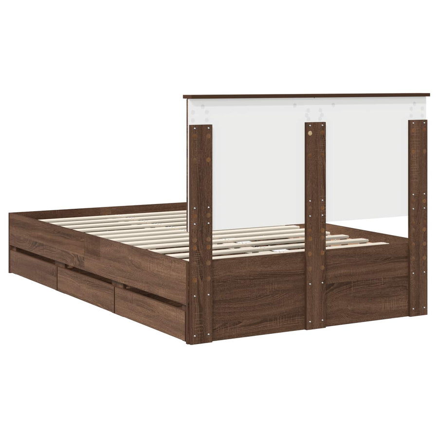 Bedframe met lade Bruin Eiken 120 x 190 cm Ingenieurshout