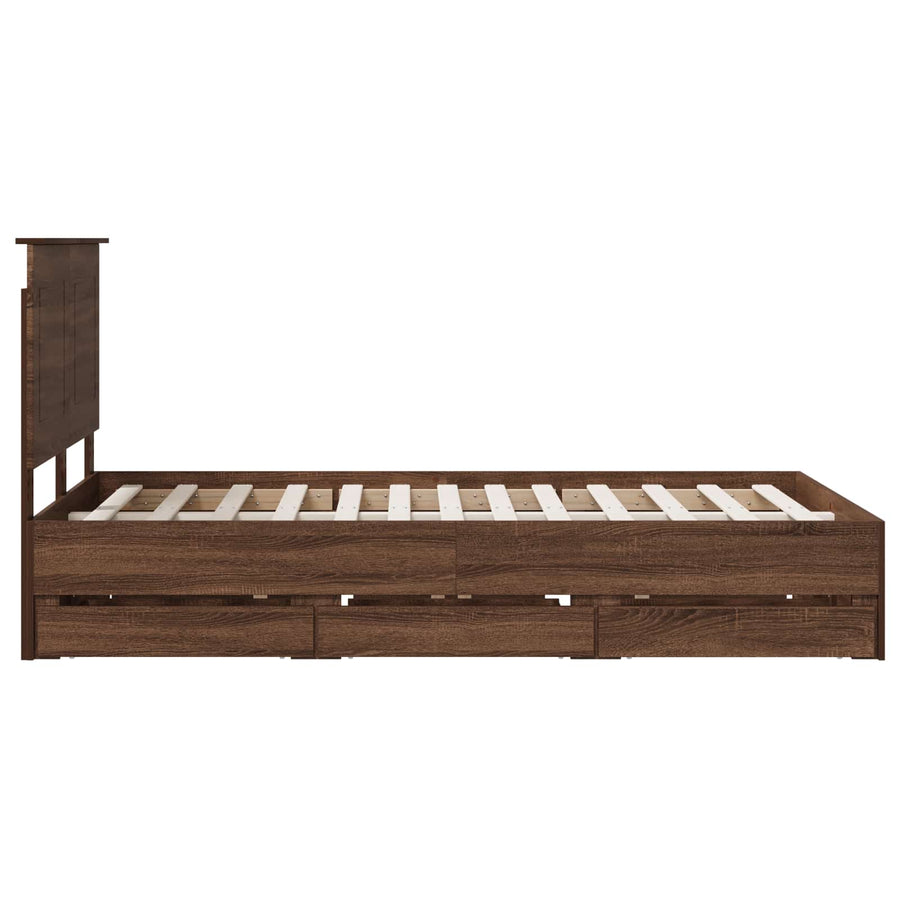 Bedframe met lade Bruin Eiken 120 x 190 cm Ingenieurshout