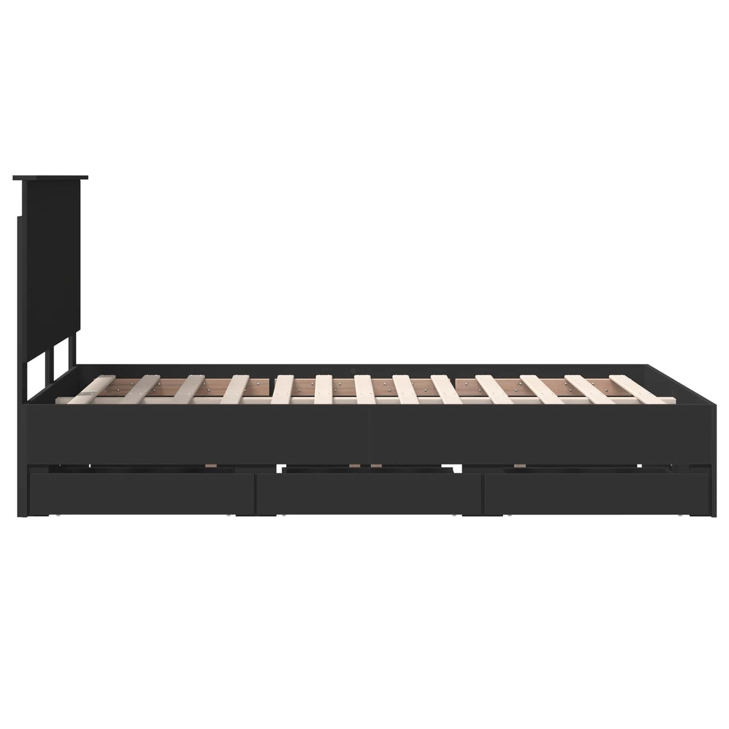 Bedframe met lade met opslag Zwart 120 x 200 cm Ingenieurshout