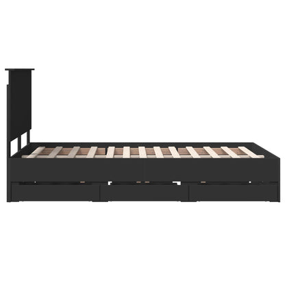 Bedframe met lade met opslag Zwart 120 x 200 cm Ingenieurshout