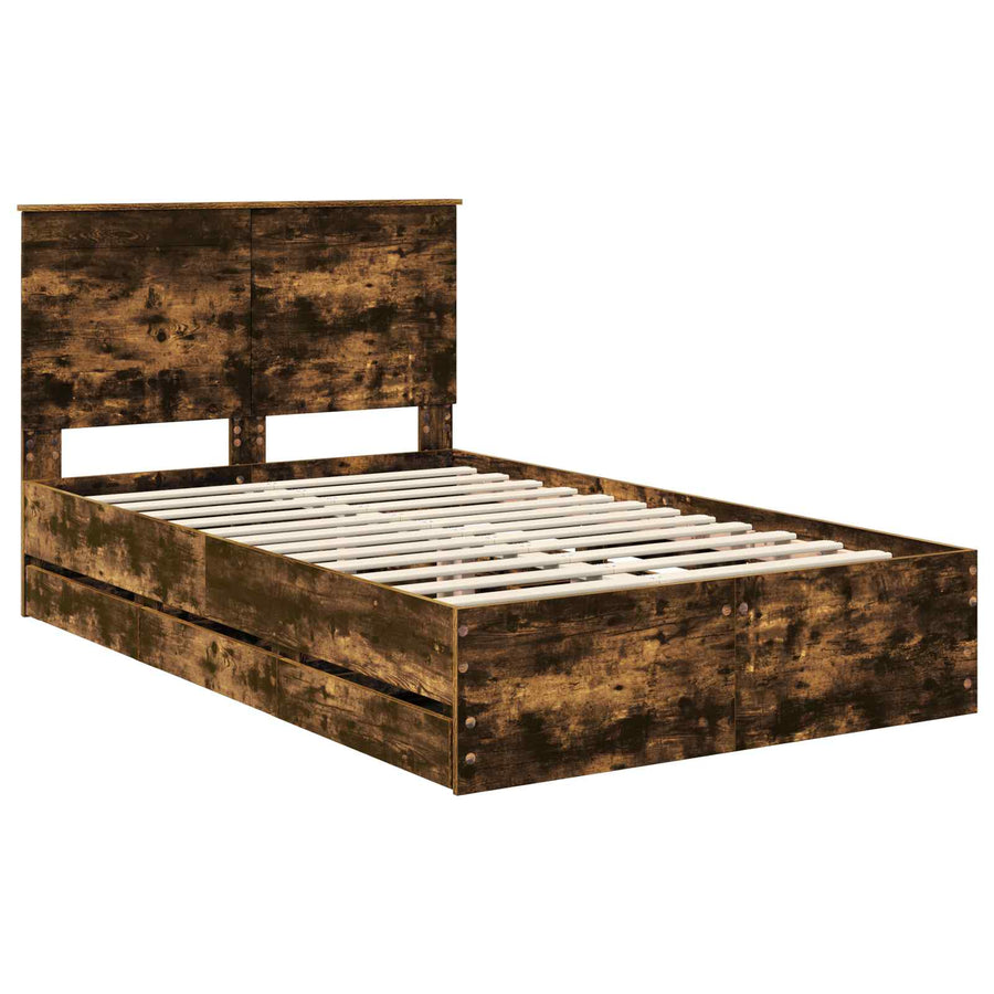 Bedframe met lade Gerookt eiken 120 x 200 cm Ingenieurshout