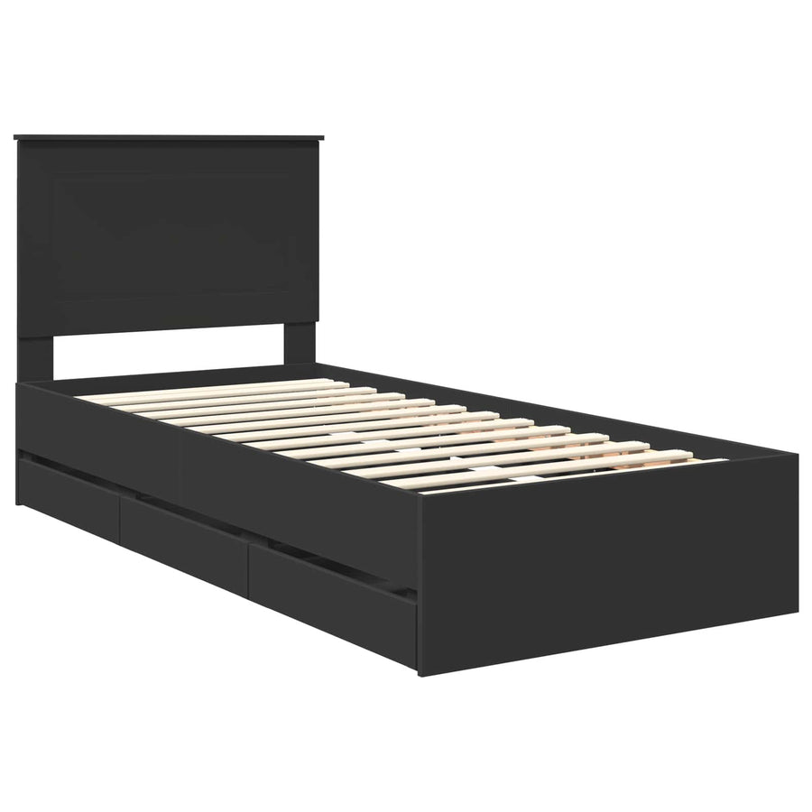 Bedframe met lade met opslag Zwart 100 x 200 cm Ingenieurshout