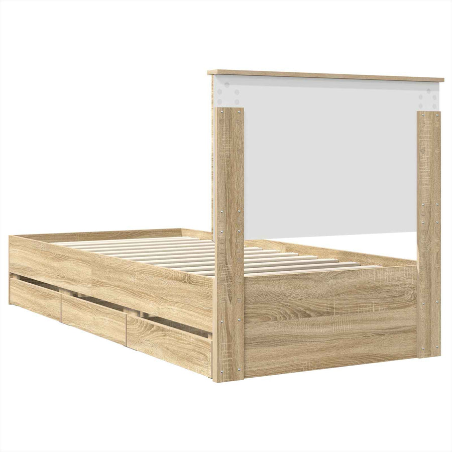 Bedframe met lade Sonoma Eiken 100 x 200 cm Ingenieurshout