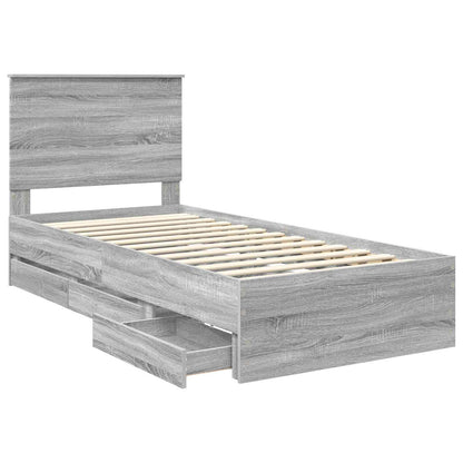 Bedframe met lade Grijs Sonoma 100 x 200 cm Ingenieurshout