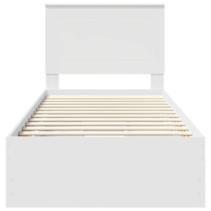 Bedframe met lade met hoofdeinde Wit 90 x 190 cm Ingenieurshout