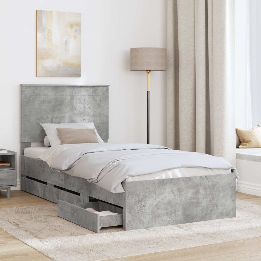 Bedframe met lade Beton Grijs 90 x 190 cm Ingenieurshout