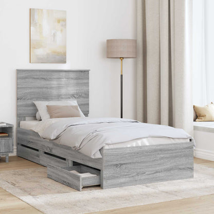 Bedframe met lade Grijs Sonoma 90 x 190 cm Ingenieurshout