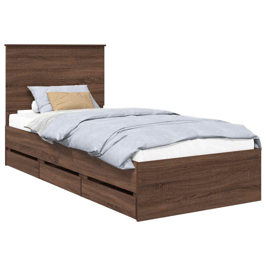 Bedframe met lade Bruin Eiken 90 x 190 cm Ingenieurshout
