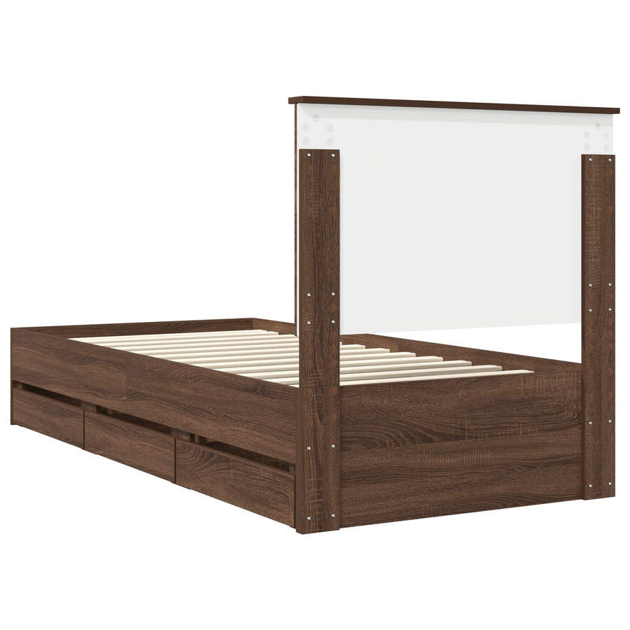 Bedframe met lade Bruin Eiken 90 x 190 cm Ingenieurshout