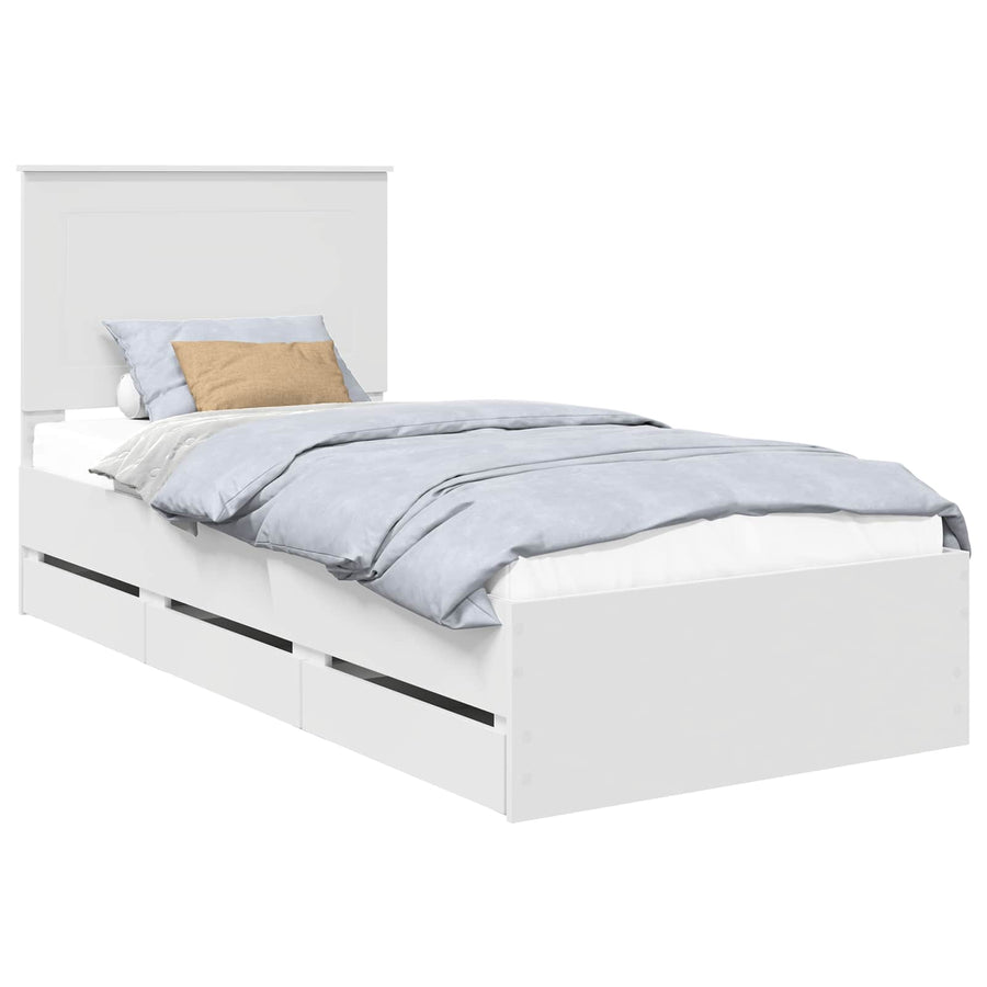 Bedframe met lade met hoofdeinde Wit 90 x 200 cm Ingenieurshout