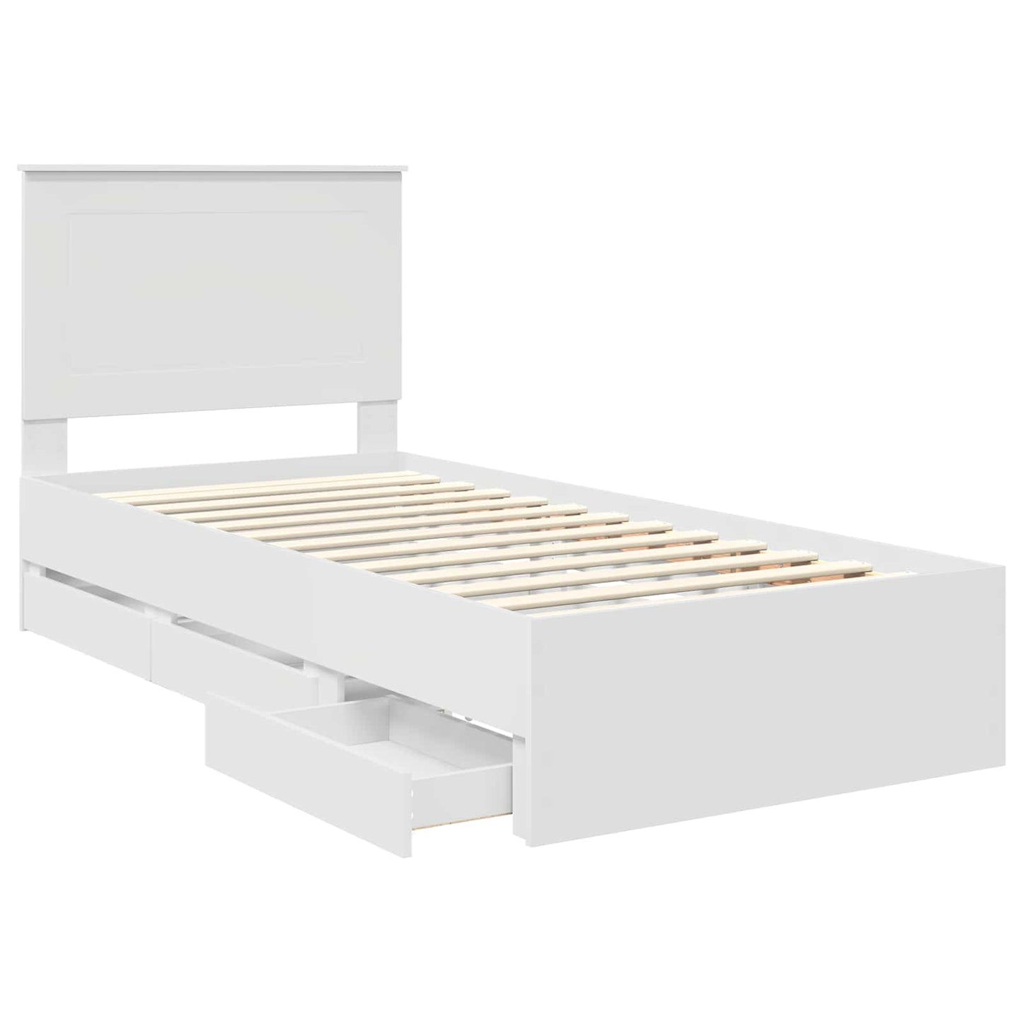 Bedframe met lade met hoofdeinde Wit 90 x 200 cm Ingenieurshout