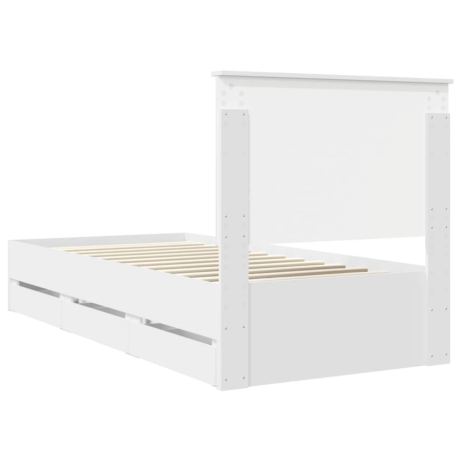 Bedframe met lade met hoofdeinde Wit 90 x 200 cm Ingenieurshout