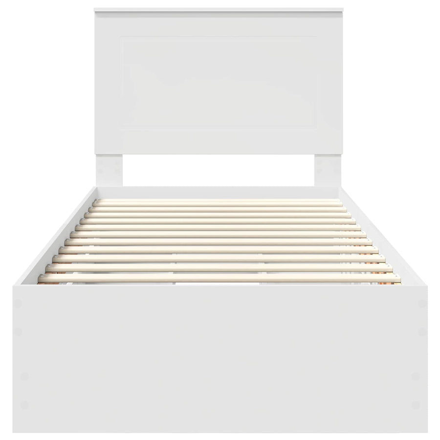 Bedframe met lade met hoofdeinde Wit 90 x 200 cm Ingenieurshout
