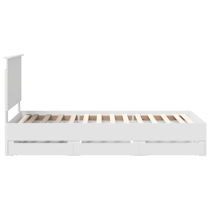 Bedframe met lade met hoofdeinde Wit 90 x 200 cm Ingenieurshout