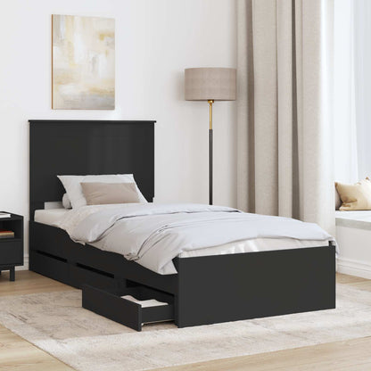 Bedframe met lade met opslag Zwart 90 x 200 cm Ingenieurshout