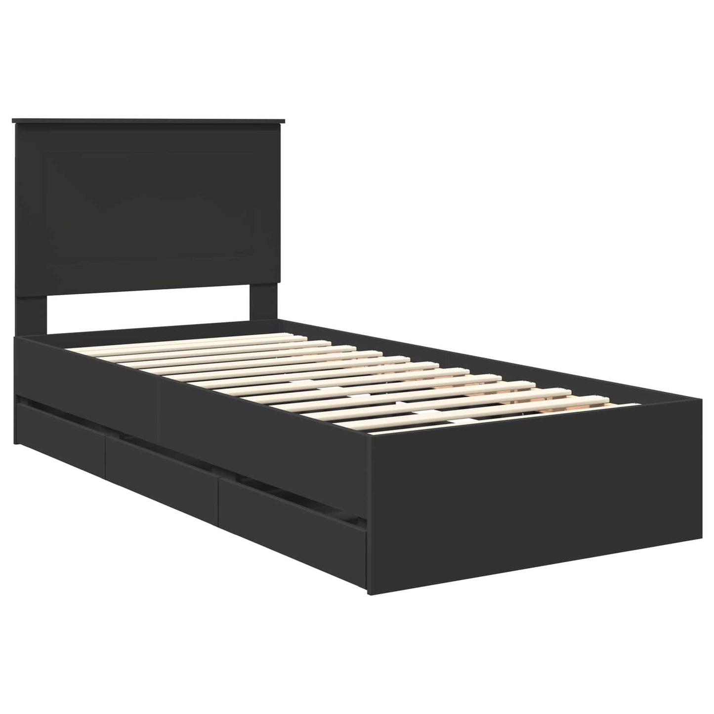 Bedframe met lade met opslag Zwart 90 x 200 cm Ingenieurshout