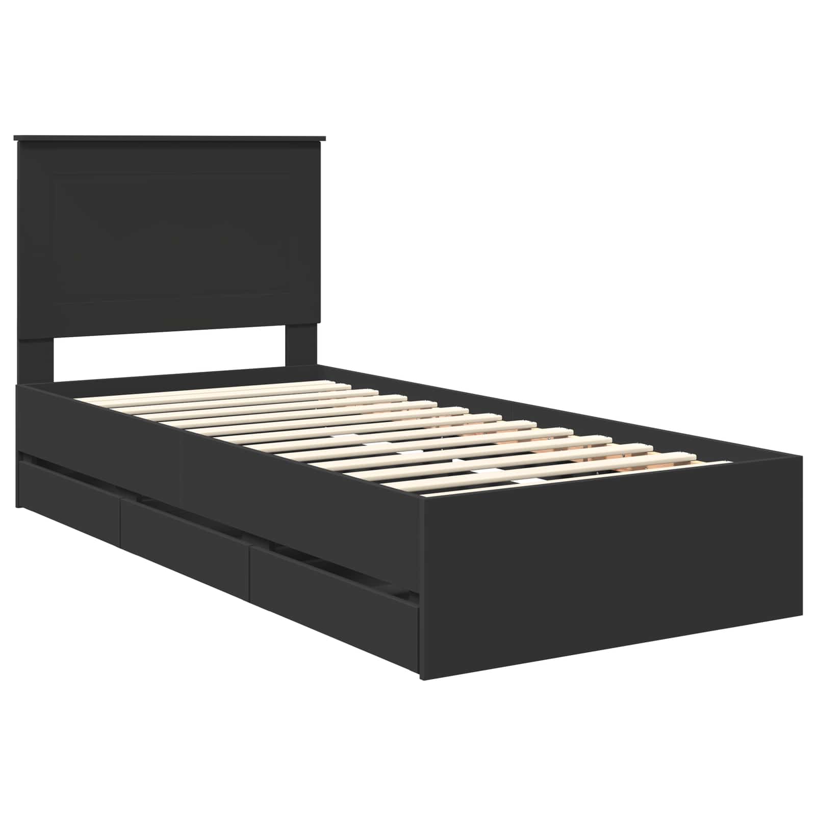 Bedframe met lade met opslag Zwart 90 x 200 cm Ingenieurshout