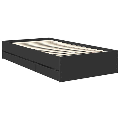 Bedframe met lade met opslag Zwart 90 x 200 cm Ingenieurshout