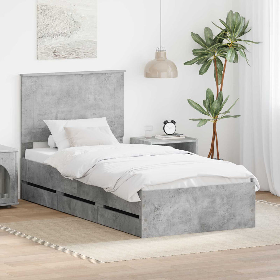 Bedframe met lade Beton Grijs 90 x 200 cm Ingenieurshout
