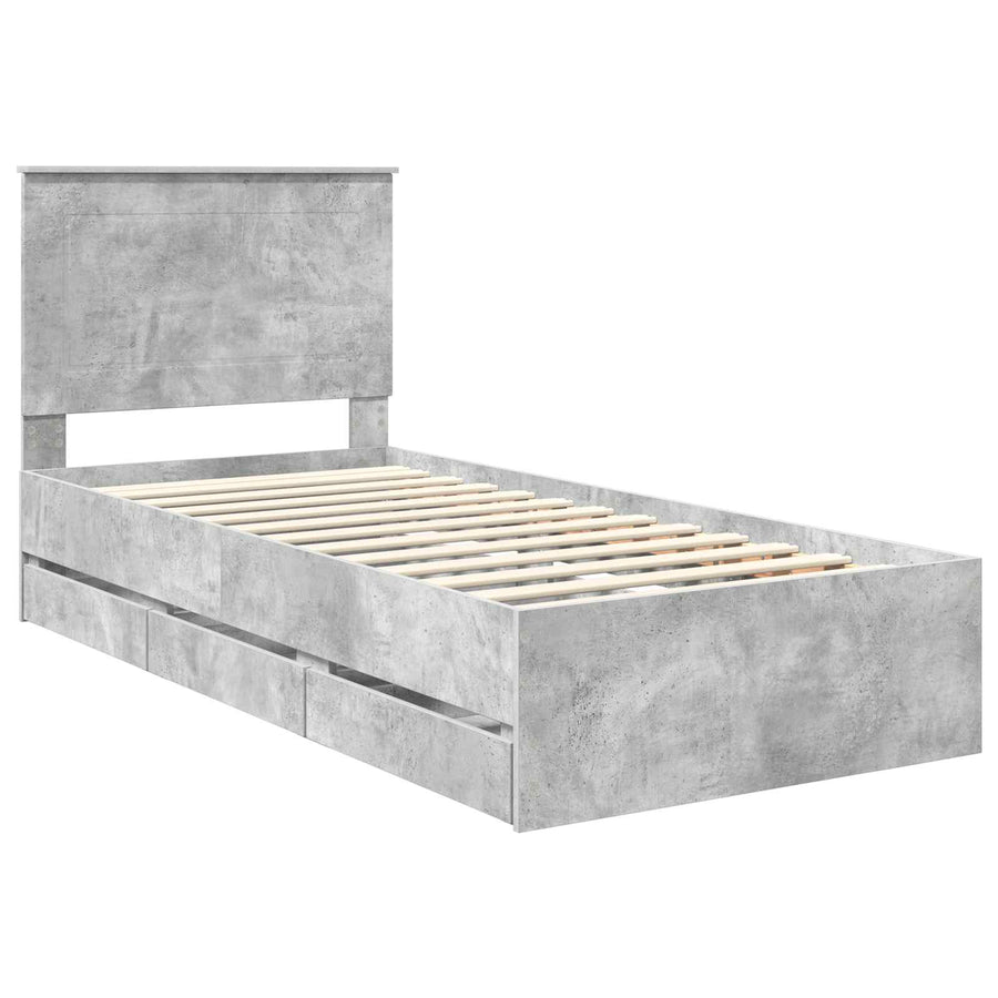 Bedframe met lade Beton Grijs 90 x 200 cm Ingenieurshout