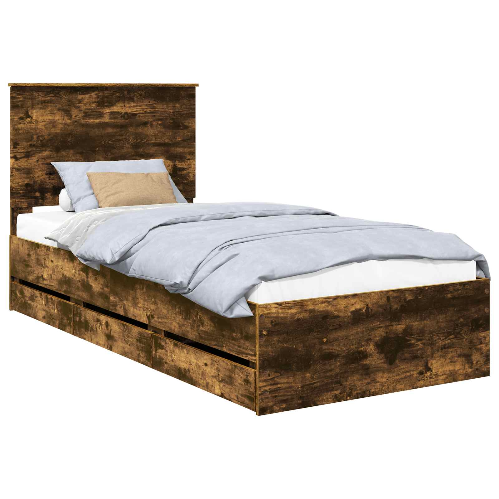 Bedframe met lade Gerookt eiken 90 x 200 cm Ingenieurshout