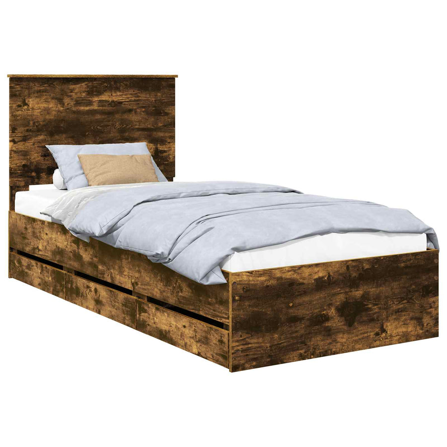 Bedframe met lade Gerookt eiken 90 x 200 cm Ingenieurshout