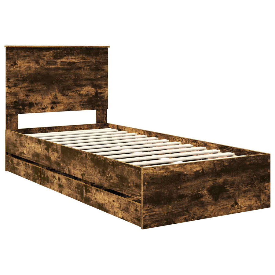 Bedframe met lade Gerookt eiken 90 x 200 cm Ingenieurshout