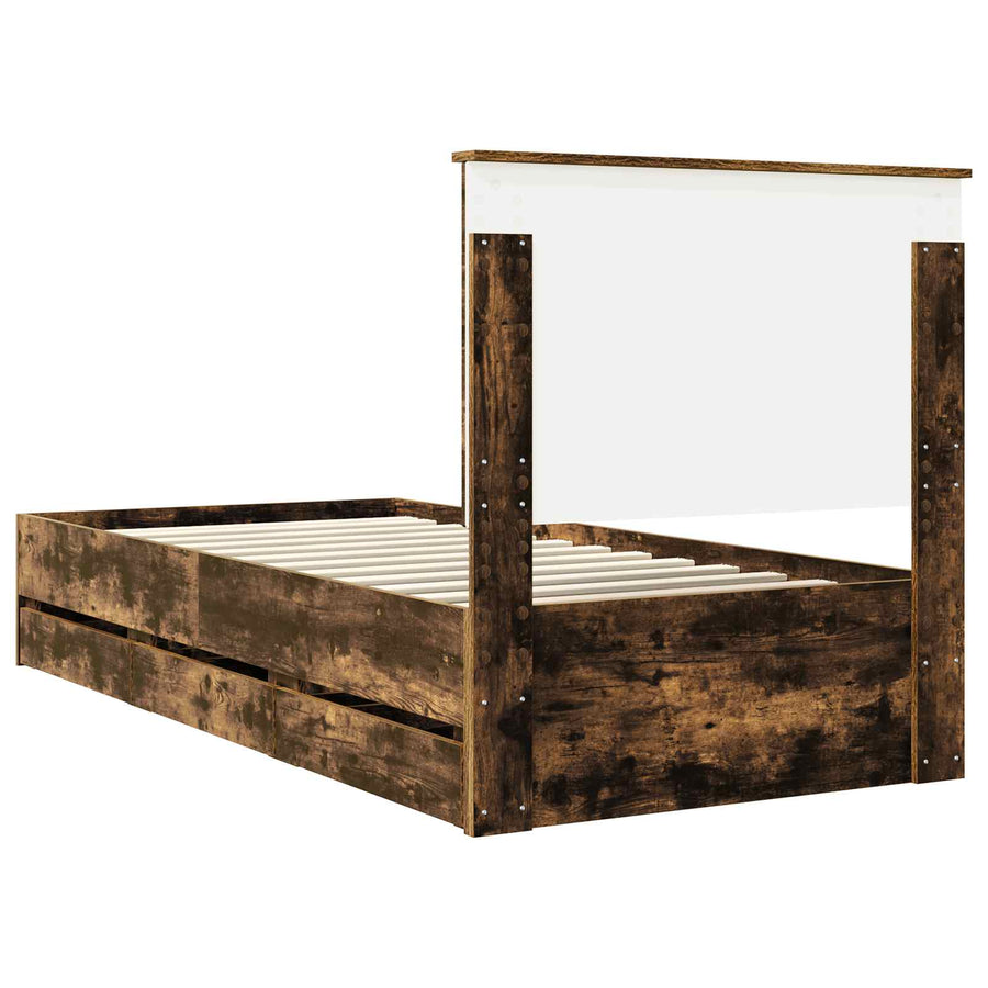 Bedframe met lade Gerookt eiken 90 x 200 cm Ingenieurshout