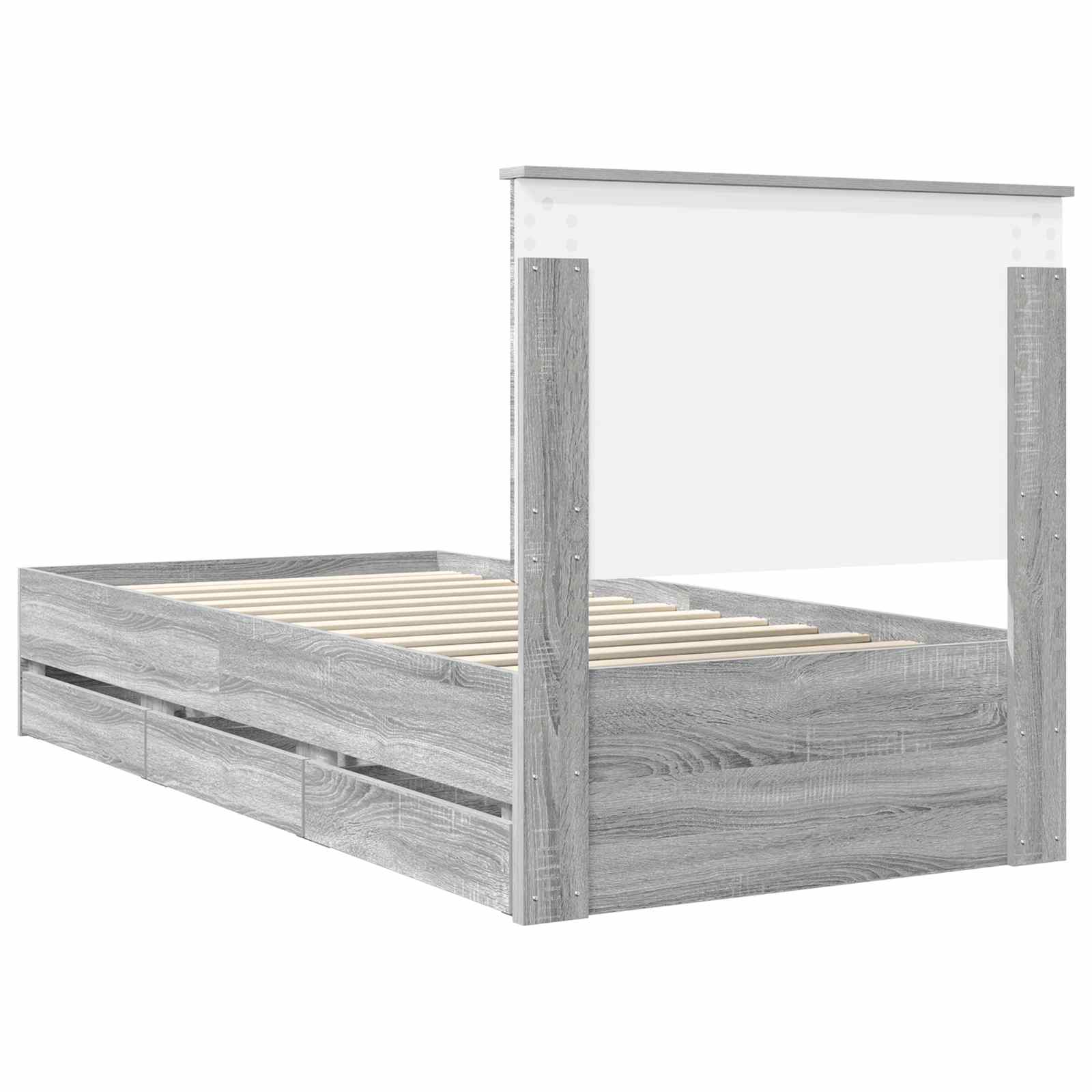 Bedframe met lade Grijs Sonoma 90 x 200 cm Ingenieurshout