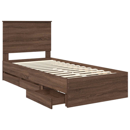 Bedframe met lade Bruin Eiken 90 x 200 cm Ingenieurshout
