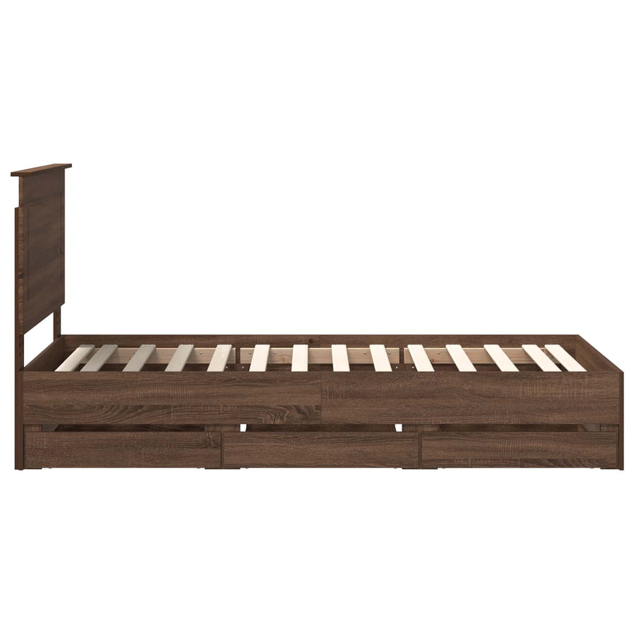 Bedframe met lade Bruin Eiken 90 x 200 cm Ingenieurshout