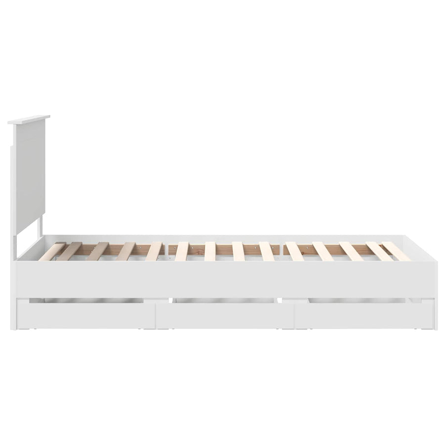 Bedframe met lade met hoofdeinde Wit 75 x 190 cm Ingenieurshout