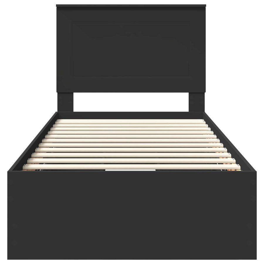 Bedframe met lade met opslag Zwart 75 x 190 cm Ingenieurshout