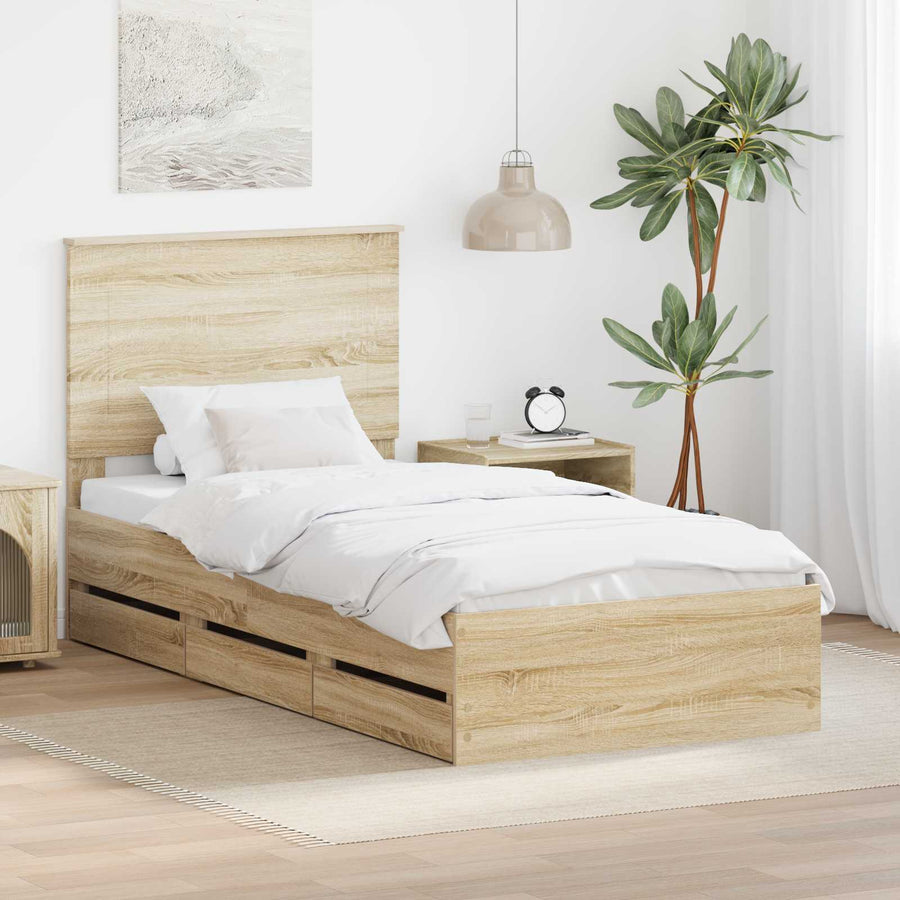 Bedframe met lade Sonoma Eiken 75 x 190 cm Ingenieurshout