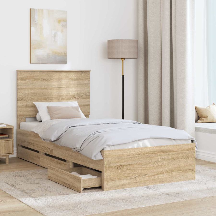 Bedframe met lade Sonoma Eiken 75 x 190 cm Ingenieurshout
