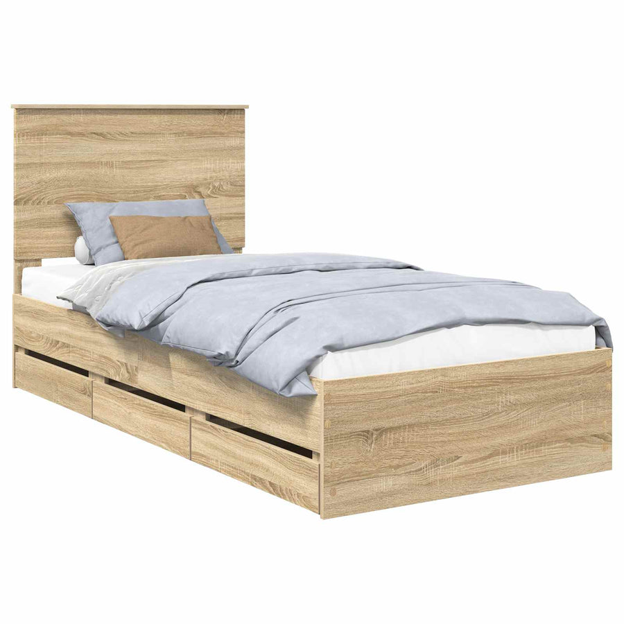 Bedframe met lade Sonoma Eiken 75 x 190 cm Ingenieurshout