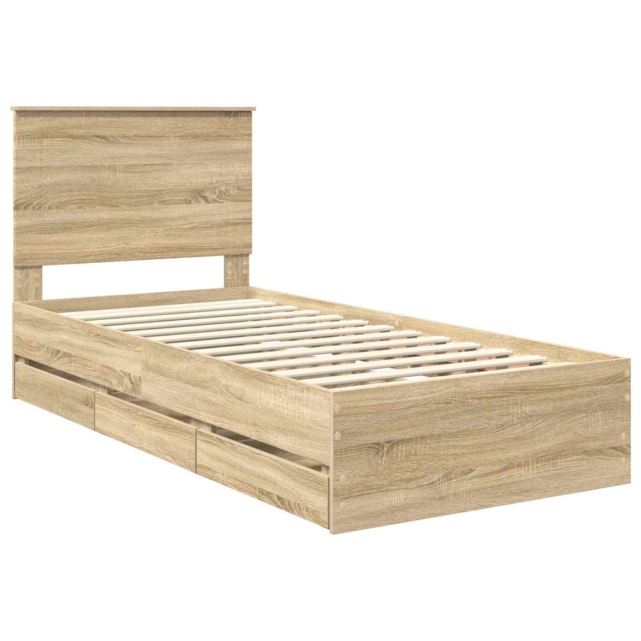 Bedframe met lade Sonoma Eiken 75 x 190 cm Ingenieurshout