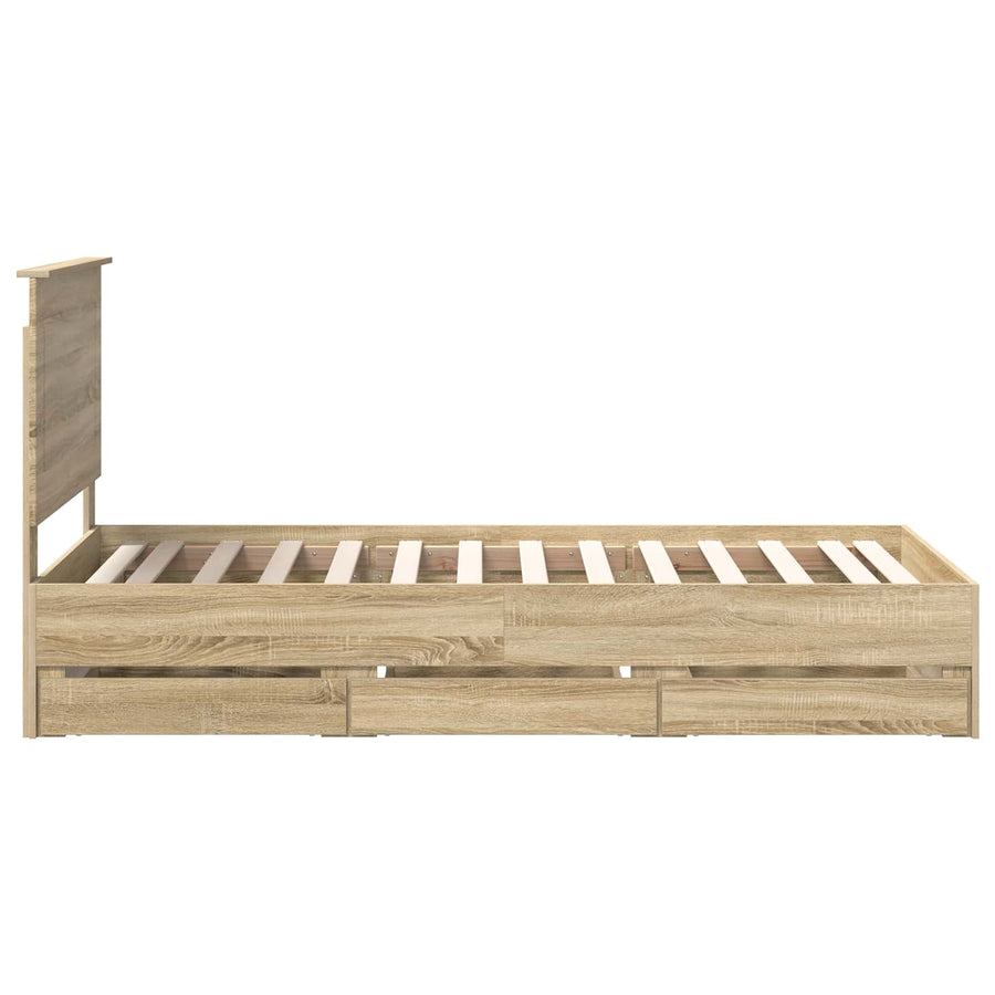 Bedframe met lade Sonoma Eiken 75 x 190 cm Ingenieurshout