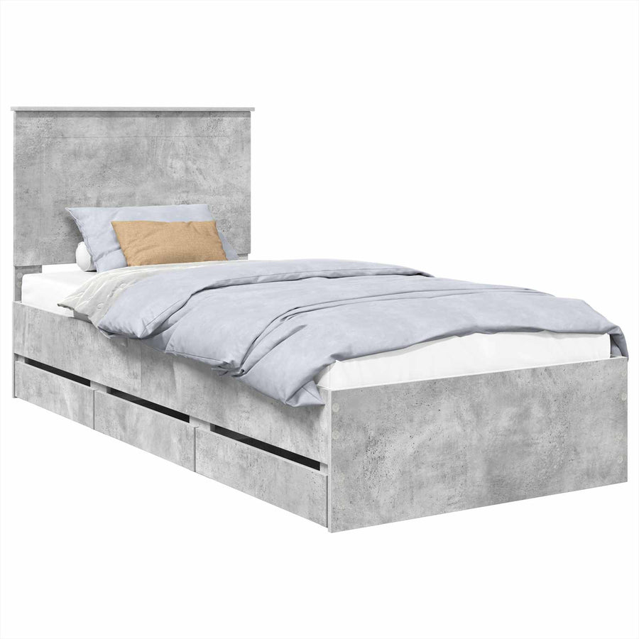 Bedframe met lade Beton Grijs 75 x 190 cm Ingenieurshout