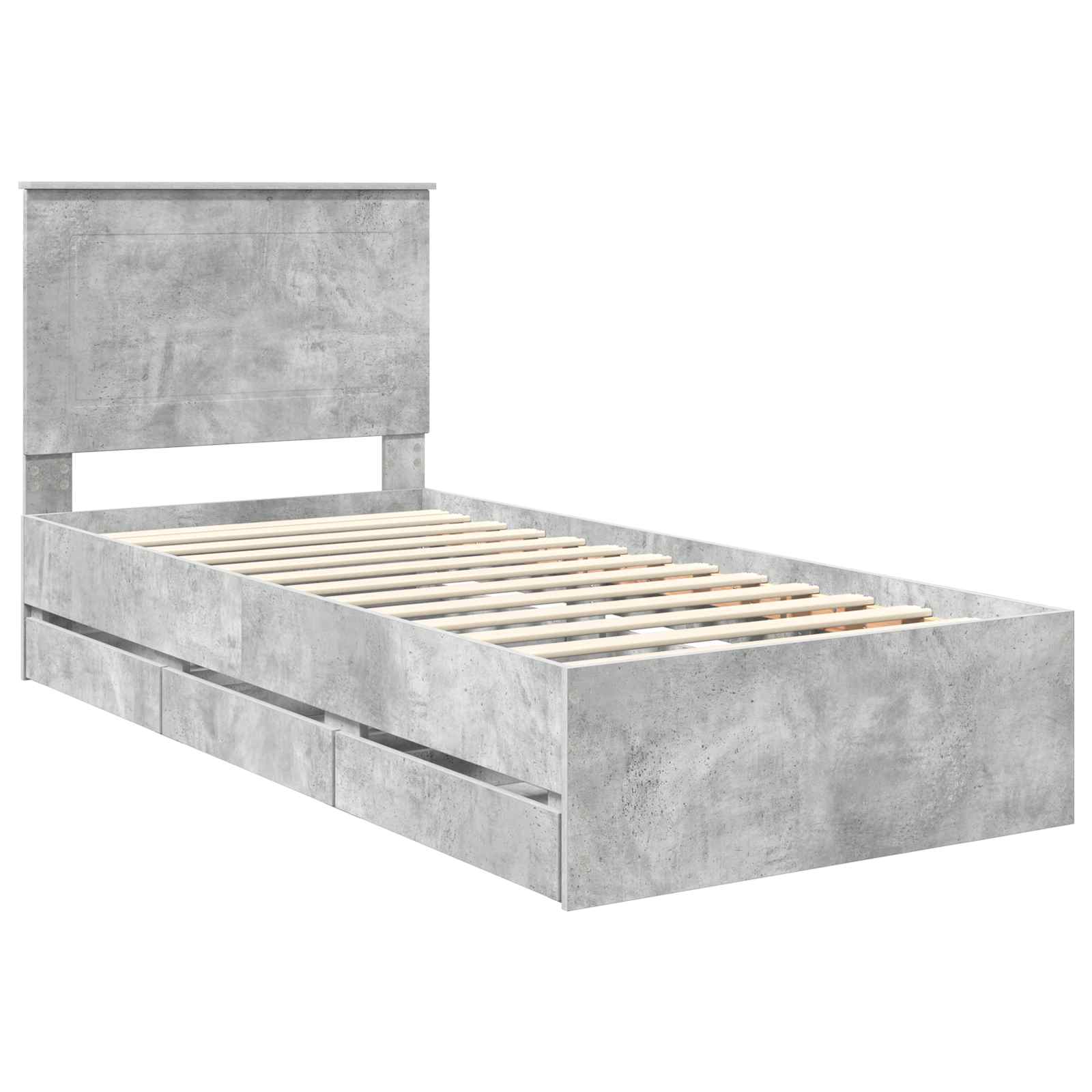 Bedframe met lade Beton Grijs 75 x 190 cm Ingenieurshout