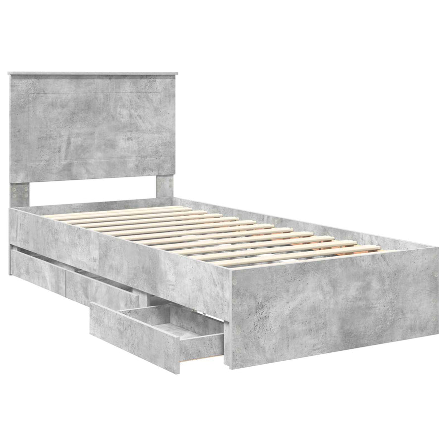 Bedframe met lade Beton Grijs 75 x 190 cm Ingenieurshout