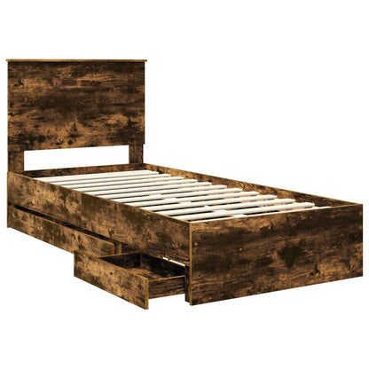 Bedframe met lade Gerookt eiken 75 x 190 cm Ingenieurshout